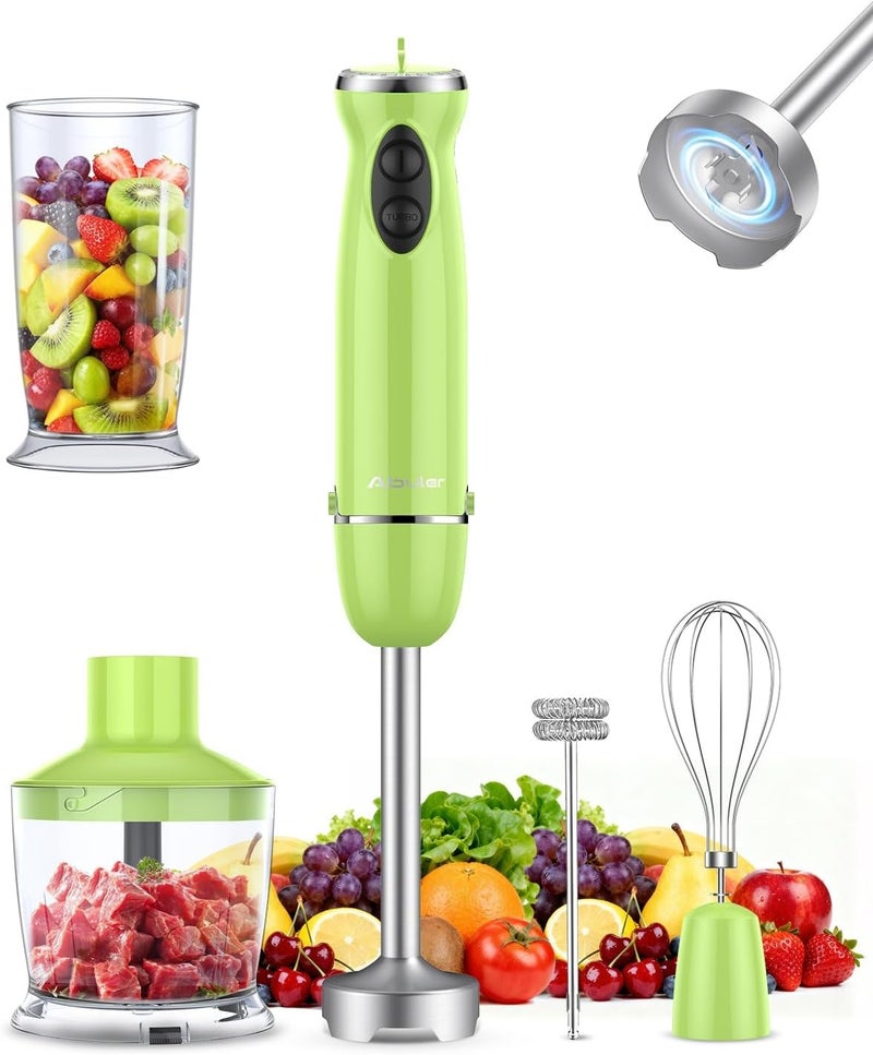 Abuler Immersion Blender Handheld 5 in 1 Hand Blender, 1000W Hand Mixer Stick, BPA-Free 12 Speed Handheld Blender with Mixing Beaker, Chopper, Whisk and Milk Frother for Soup, Smoothies, Sauce, Baby Food - Image 1